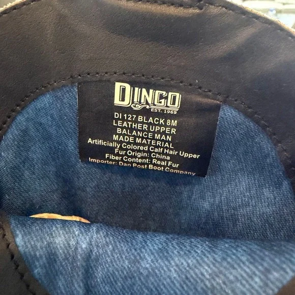 Dingo Live A Little Cow Print Western Boots Black White Size 8 - Picture 6 of 6